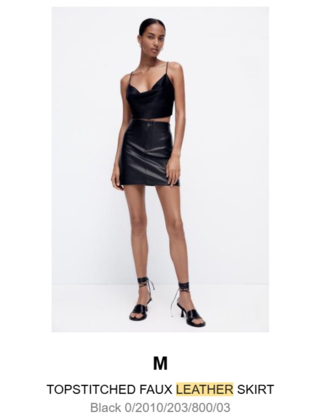 Zara Black Faux Leather Mini Skirt